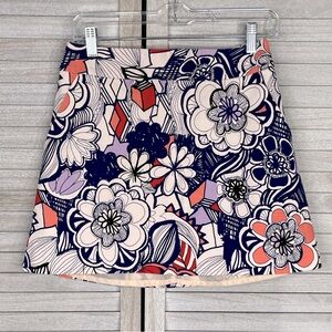 EXPRESS Retro A Line Mini Skirt Blue/Pink Floral-6